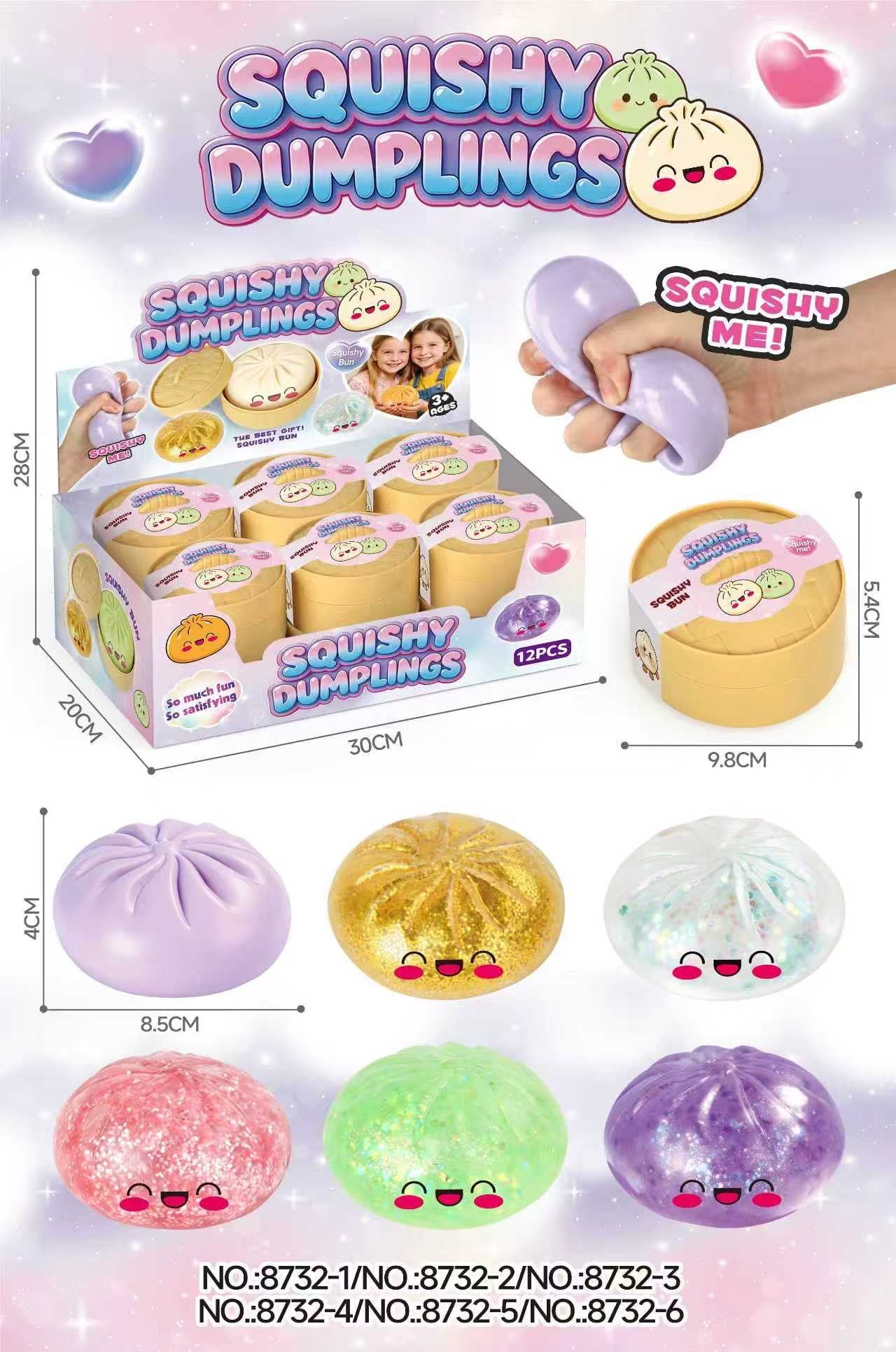Squishy Dumpling în Cutie Tip Aburitor, 8 cm, Glitter/Transparent/MATA- Aleeator
